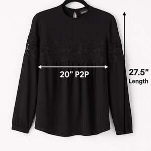 Express Black Lace Long Sleeve Blouse Women’s Size Large Elegant Top